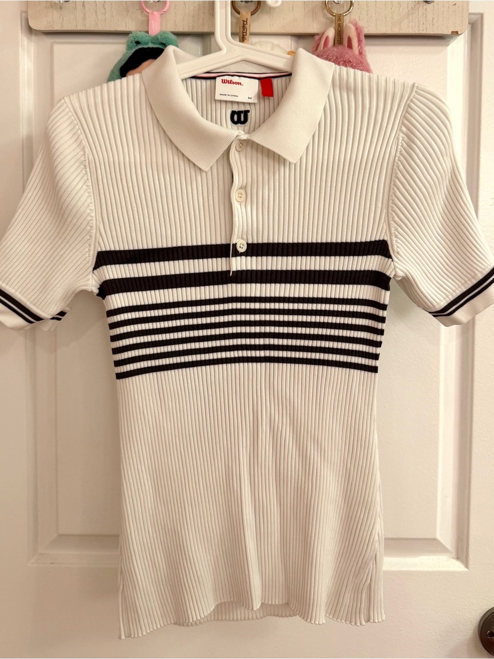 Wilson Ribbed Polo Short Sleeve with Black Stripes